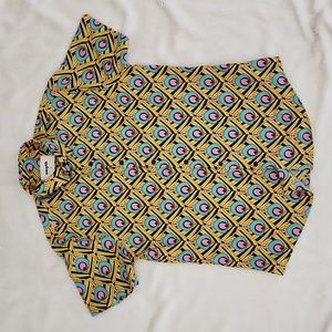 Smyth Geometric Colorful Gold Short-Sleeve Button-down Shirt | Men's Size Small